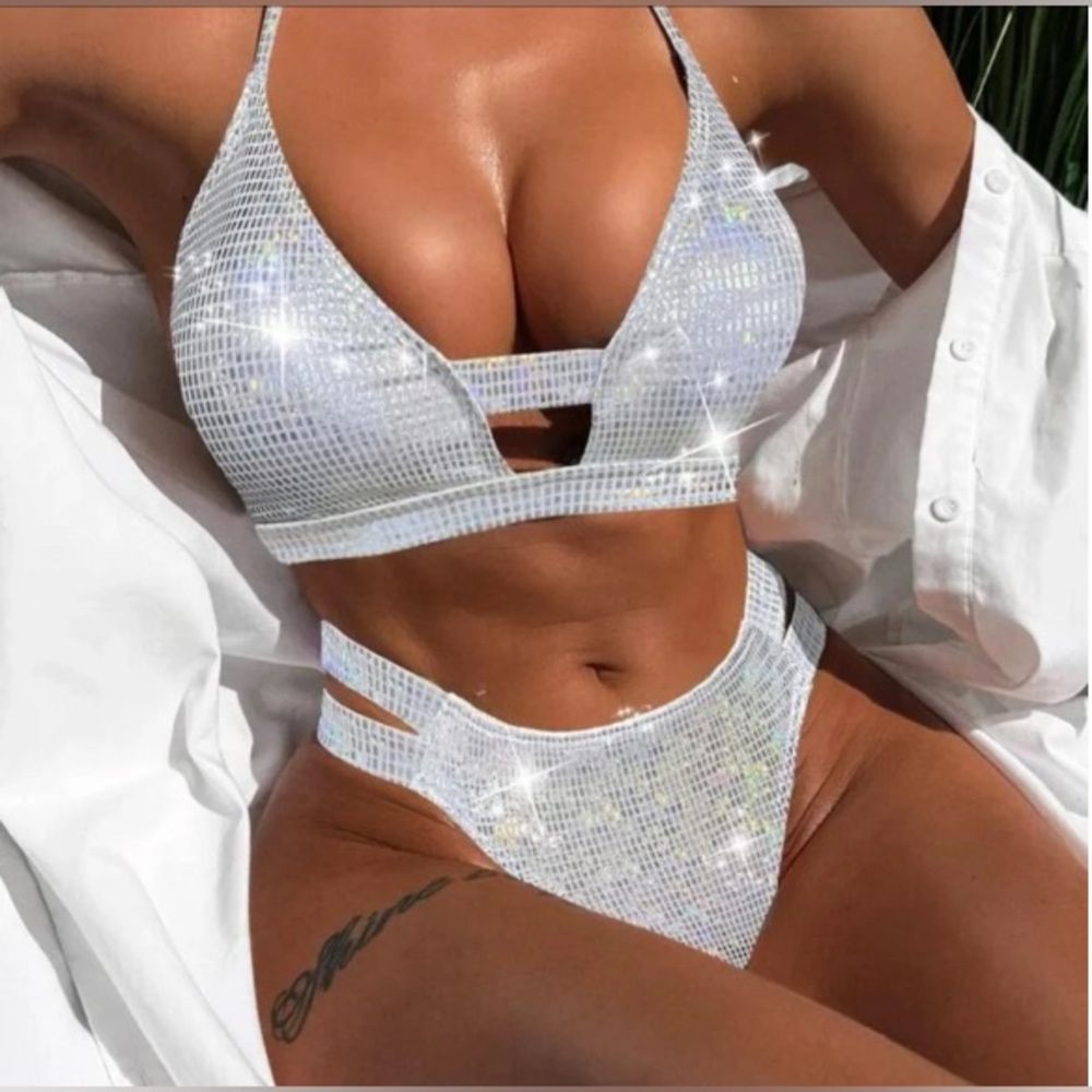 NWT Sexy Sparkle Halter Bikini